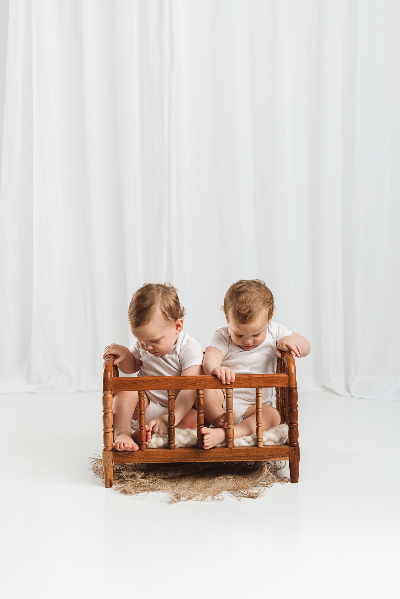 Twin Milestone Session – Minimalist Studio Baby Photography in Seattle