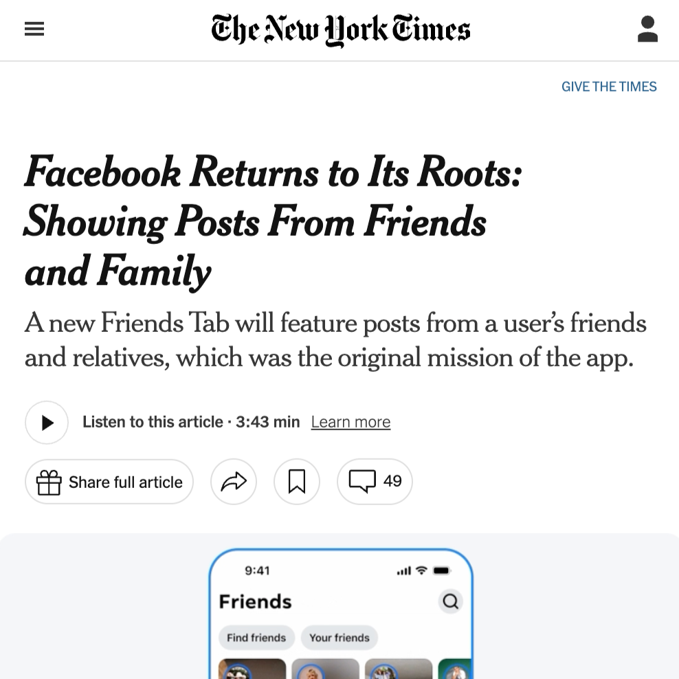 NYT on the return of OG Facebook