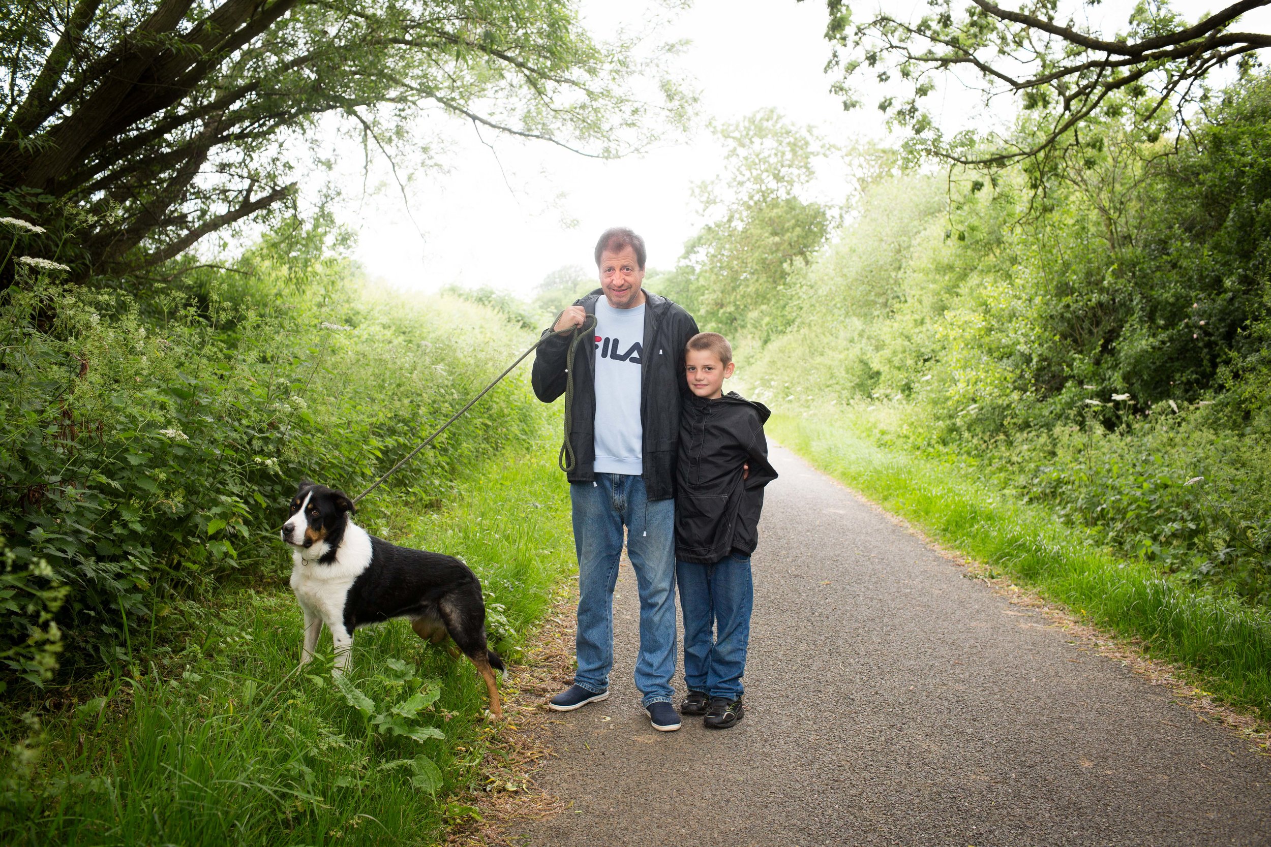 John, Aidan and Bryn the dog. we must have passed these three a thousand times. Preston Glaston Road 2013.