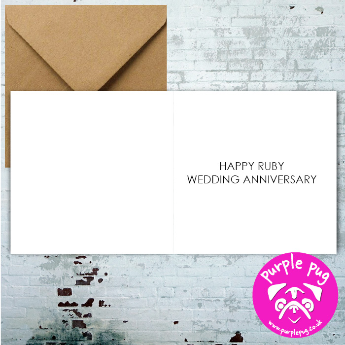 Ruby Wedding Anniversary greetings card Pug 40th wedding anniversary card