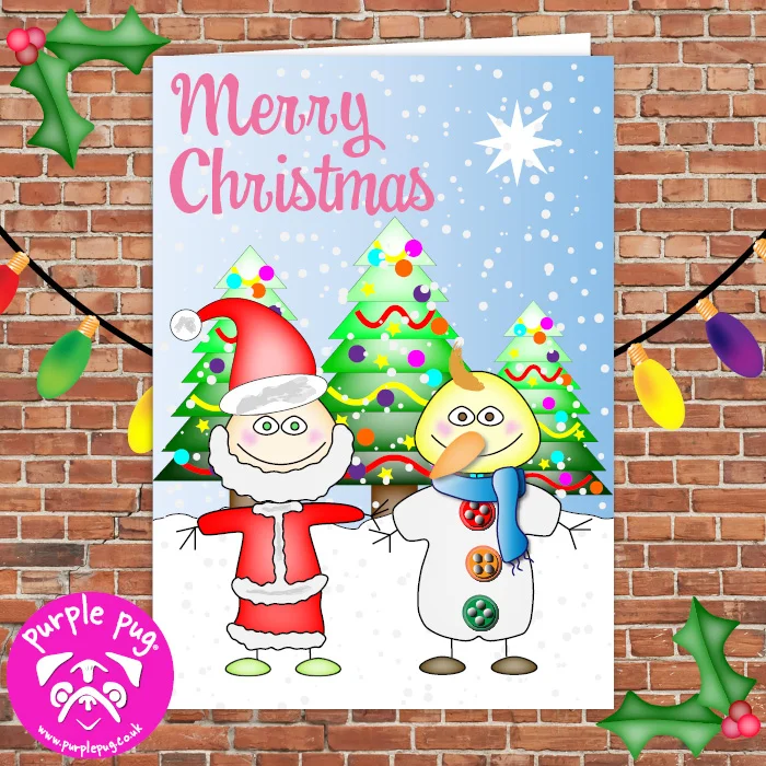 SK123 Christmas Snow Scene Santa Snowman WF.jpg