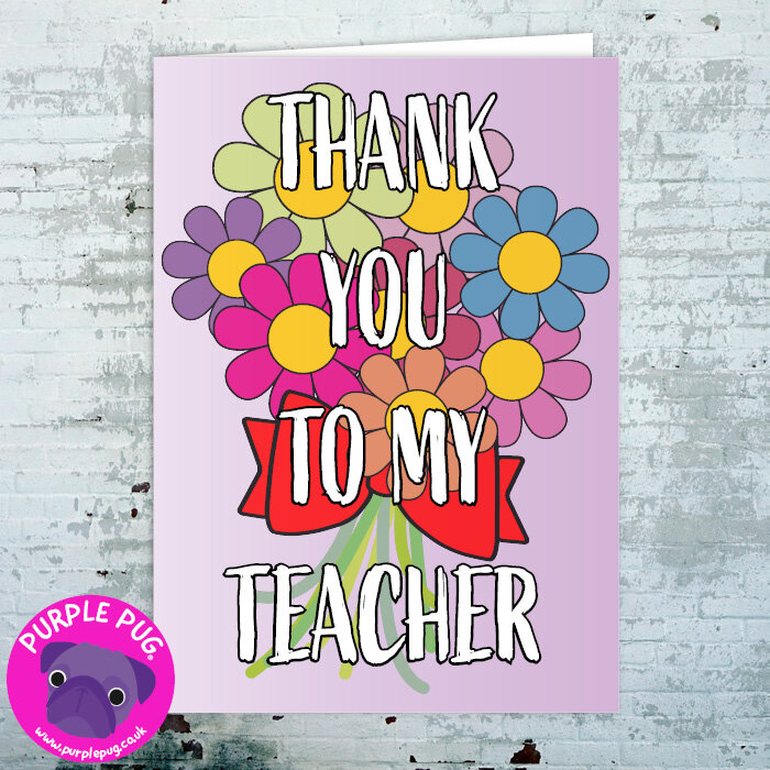 Thank You Teacher Card — Purple Pug