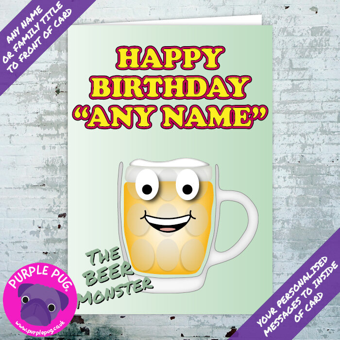 Personalised Beer Birthday Greetings Card