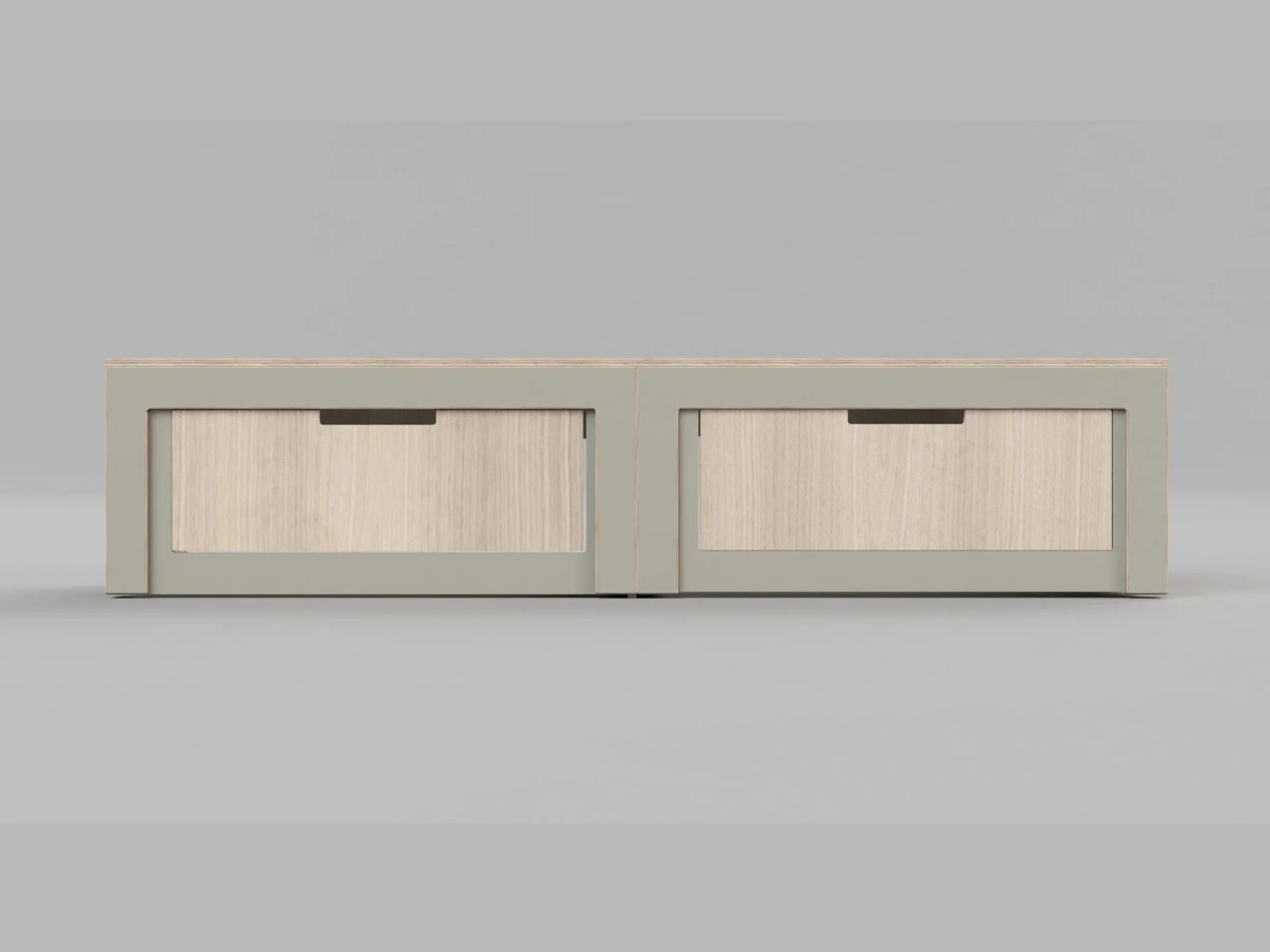 Hytta sliding bed in moss green with oak detail