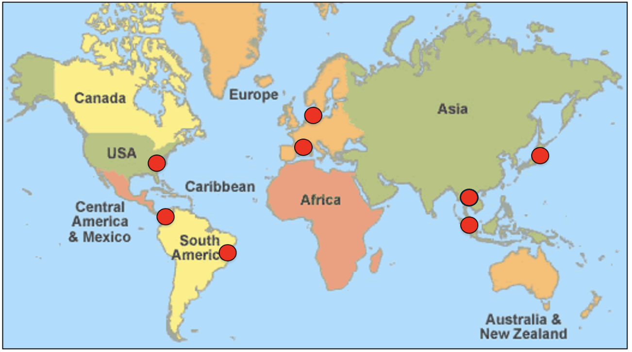 World map showing where Rasmussen Consulting works