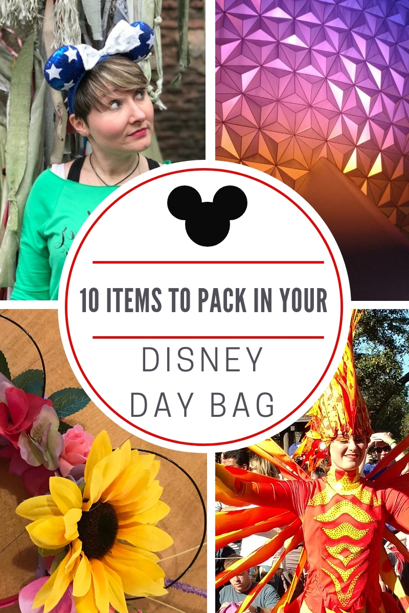  10 items to pack in your Disney day bag for the ultimate day at the Disney Parks. #disney #disneyparks #daybag # whattopackfordisney 