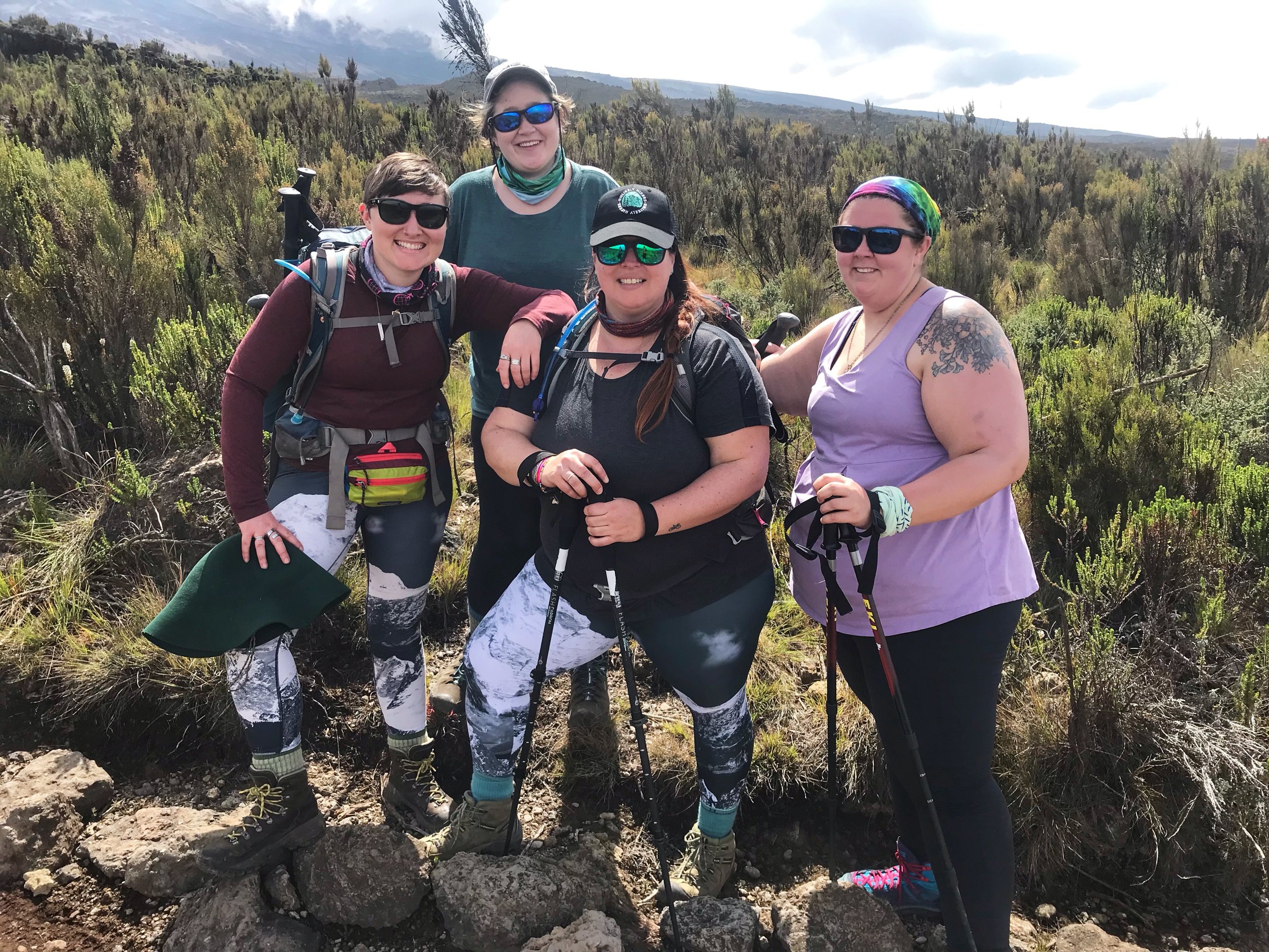 4 ladies on Kilimanjaro routes 