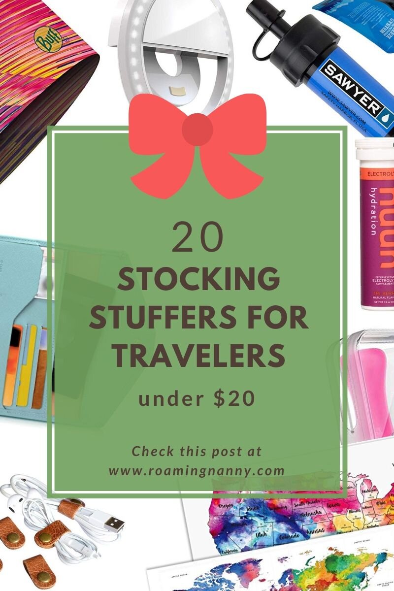  Here is the perfect stocking stuffers for under $20 for the traveler in your life. #travel #stockingstuffers #holidayseason #gifts #solofemaletravel #holidaygifts 