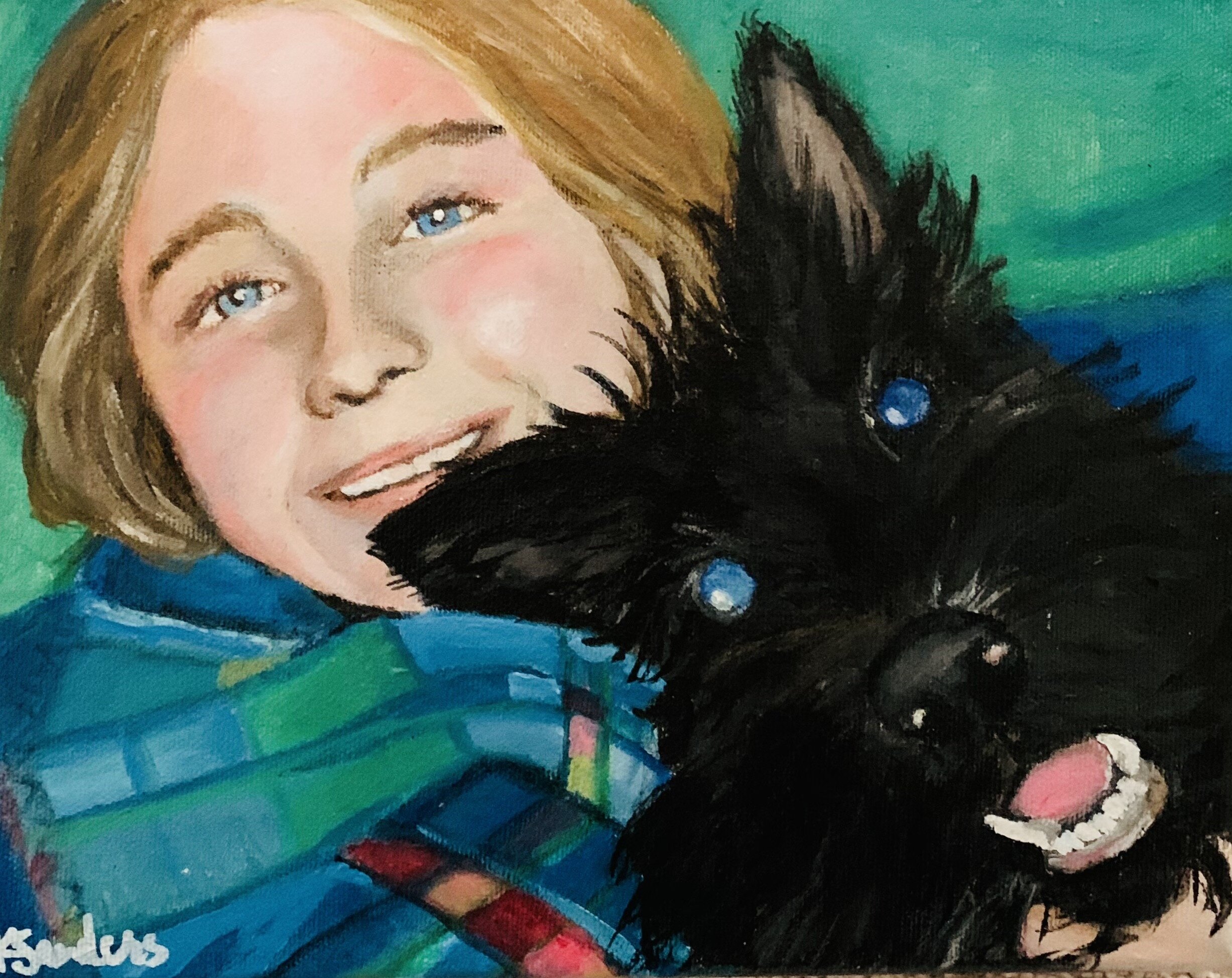Sophie and Abbey 8x10 on canvas