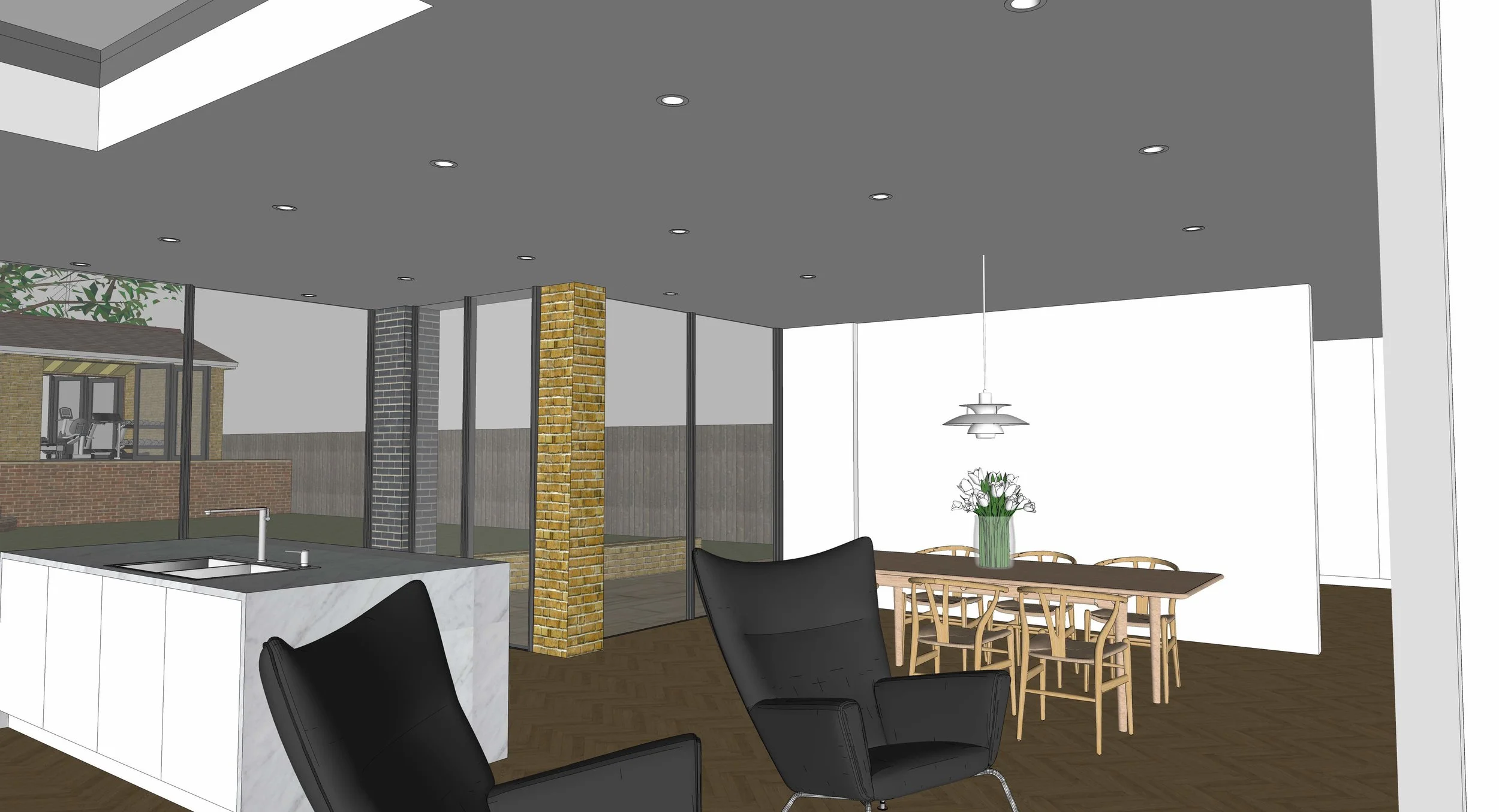 3D view to dining room