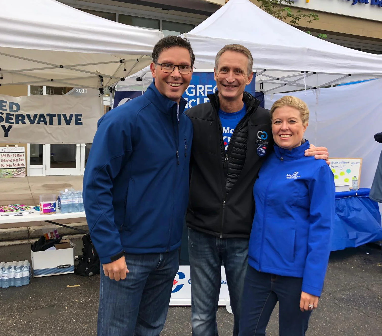 Pictured with Calgary Elbow MLA Doug Schweitzer and Calgary Nose Hill MP Michelle Rempel Garner.