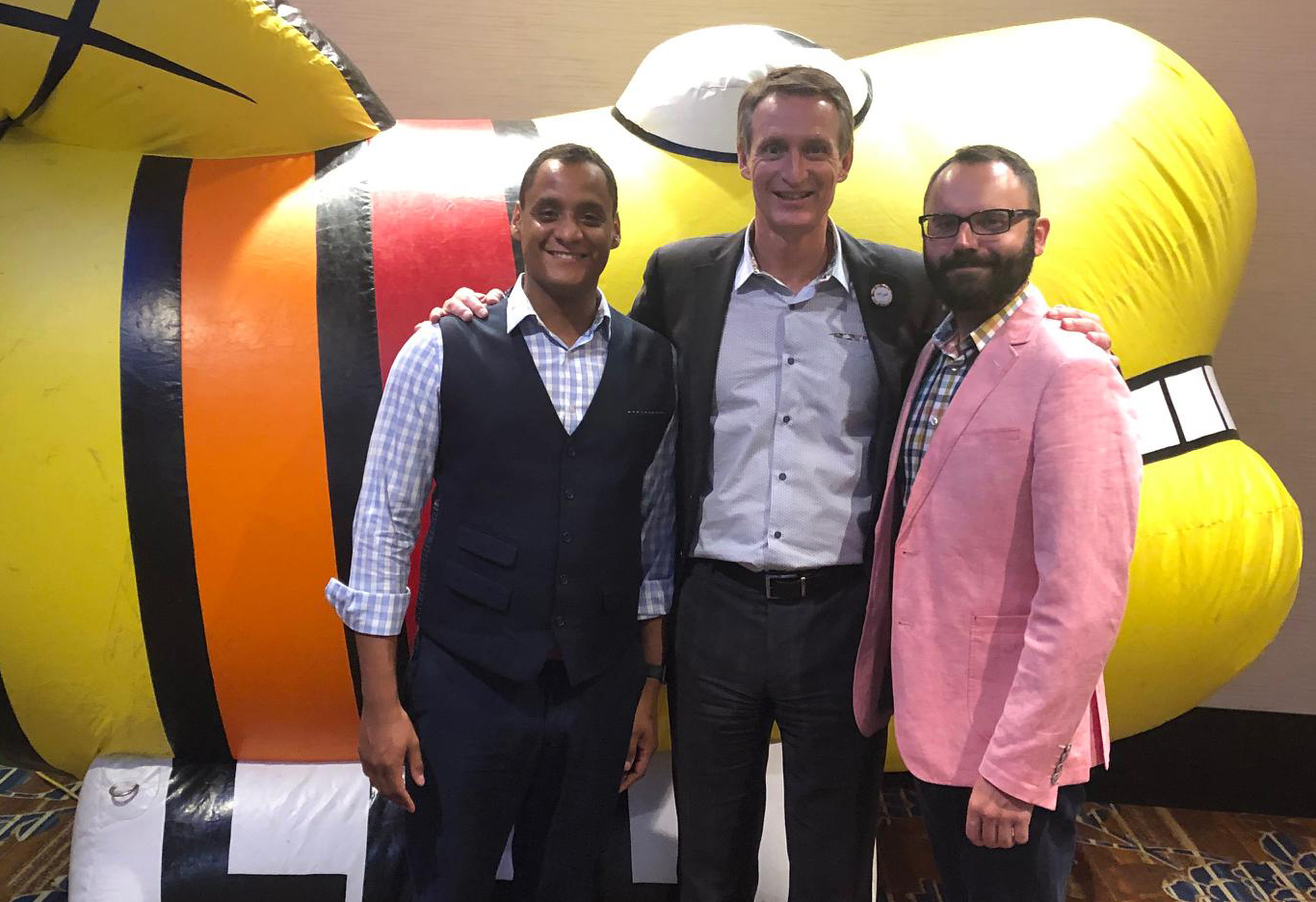 Campaign volunteers Miguel and Dustin at the Camp Fyrefly fundraiser, August 31 at the Hyatt. Camp Fyrefly supports LGBTQ2+ youth by providing a safe and supportive place.