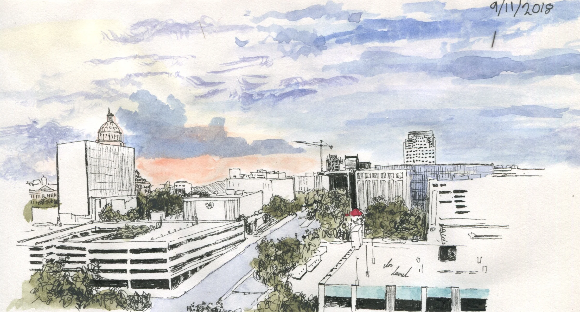 Austin skyline watercolor sunset.jpeg
