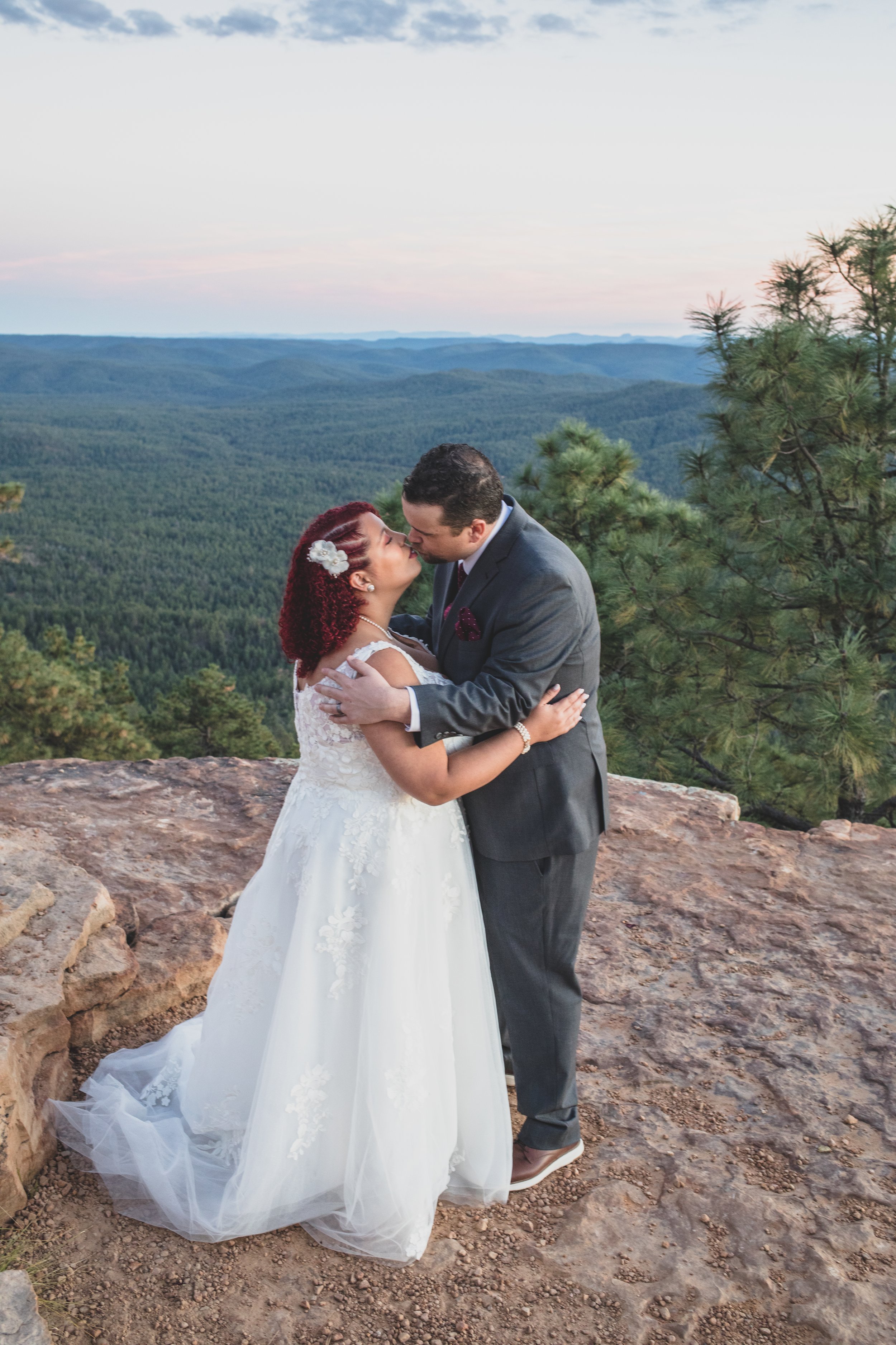  Couple at their wedding at Northern Arizona Rim Elopement by Northern Arizona Photographer Jennifer Lind Schutsky 