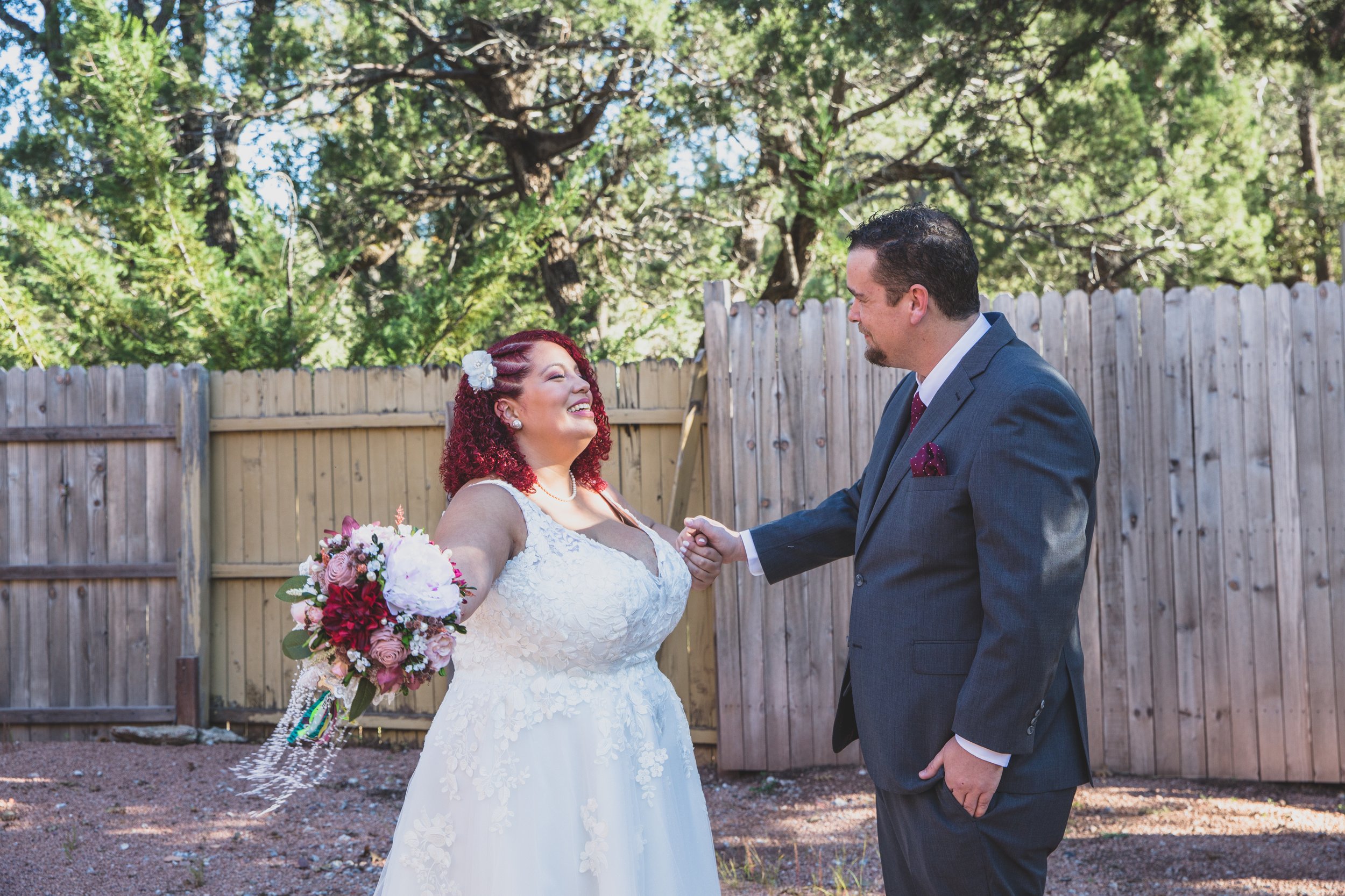  Couple at first look at Northern Arizona Rim Elopement by Arizona Destination Photographer Jennifer Lind Schutsky 