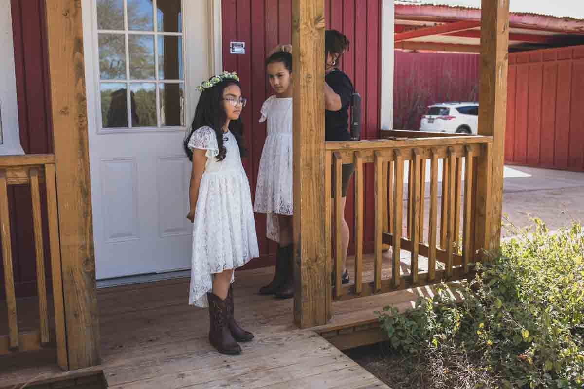  Flowergirls Getting Ready and Detail photos from Mexican Cowboy / Vaquero Farm wedding at Schnepf Farms in Queen Creek, Arizona by Arizona based Photographer, Jennifer Lind Schutsky. 