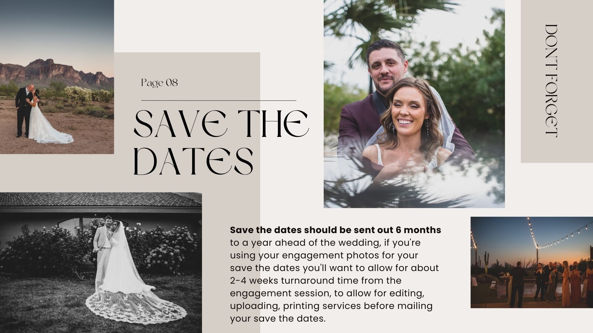 Wedding Photography Save the Date  Guide for what to expect for wedding photography with Arizona wedding photographer; Jennifer Lind Schutsky 