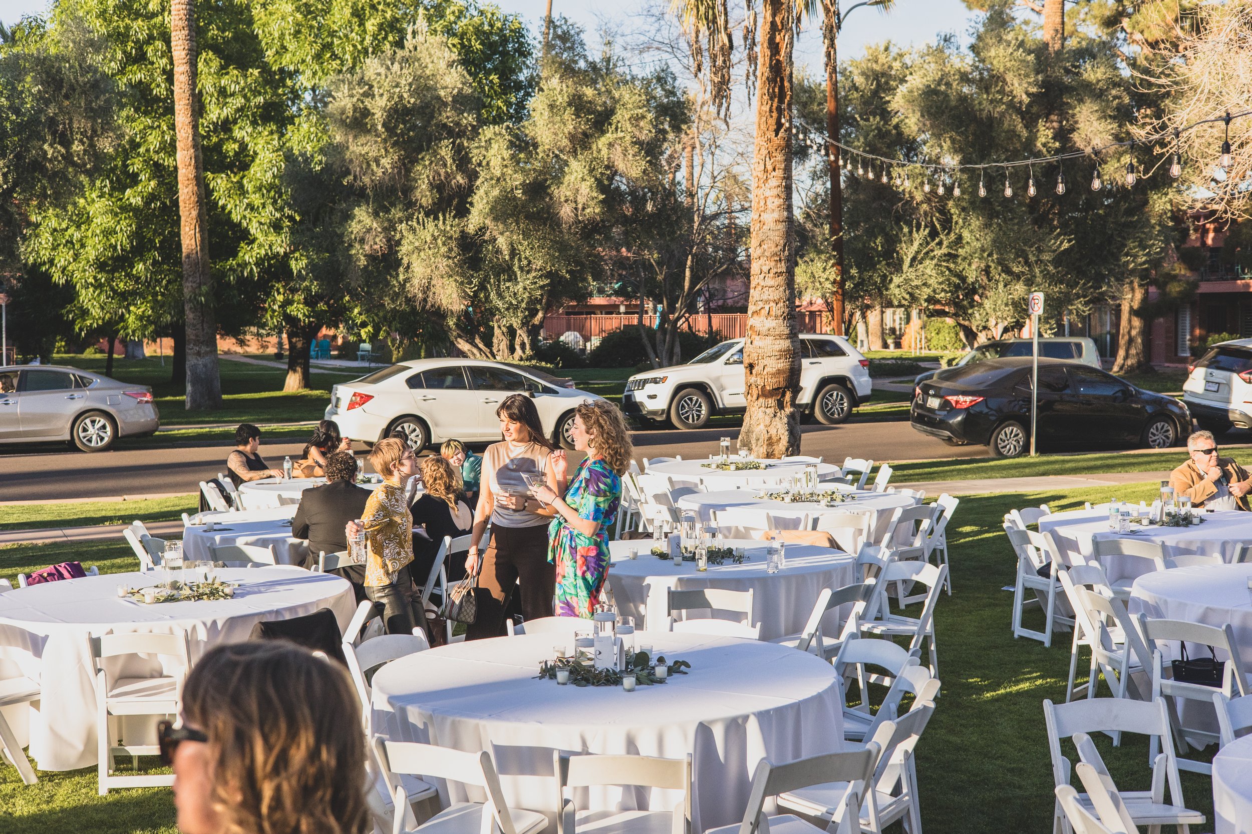Sunset Private Corporate on the lawn of Historic Downtown Phoenix's newest venue, the Coronado House by Corporate Event Photographer in Phoenix; Jennifer Lind Schutsky.
