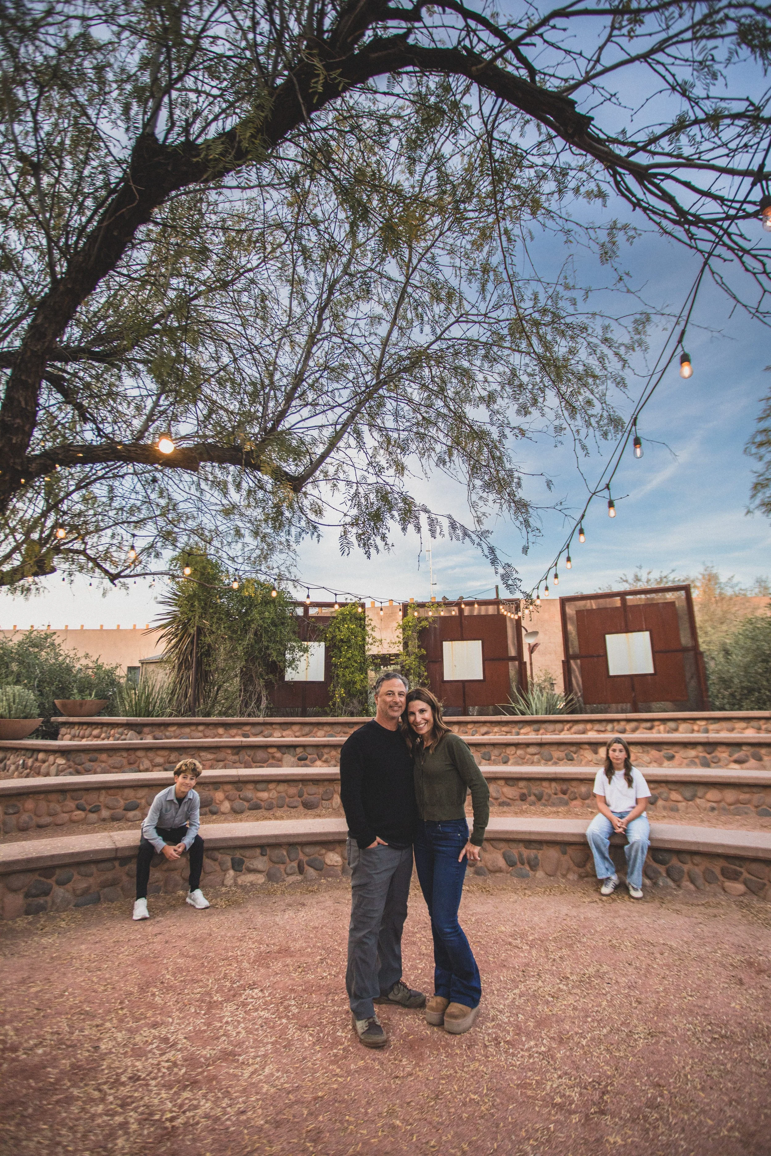 Family poses at the Desert Botanical Gardens in Tempe, Arizona by Photographer, Jennifer Lind Schutsky, January 2026