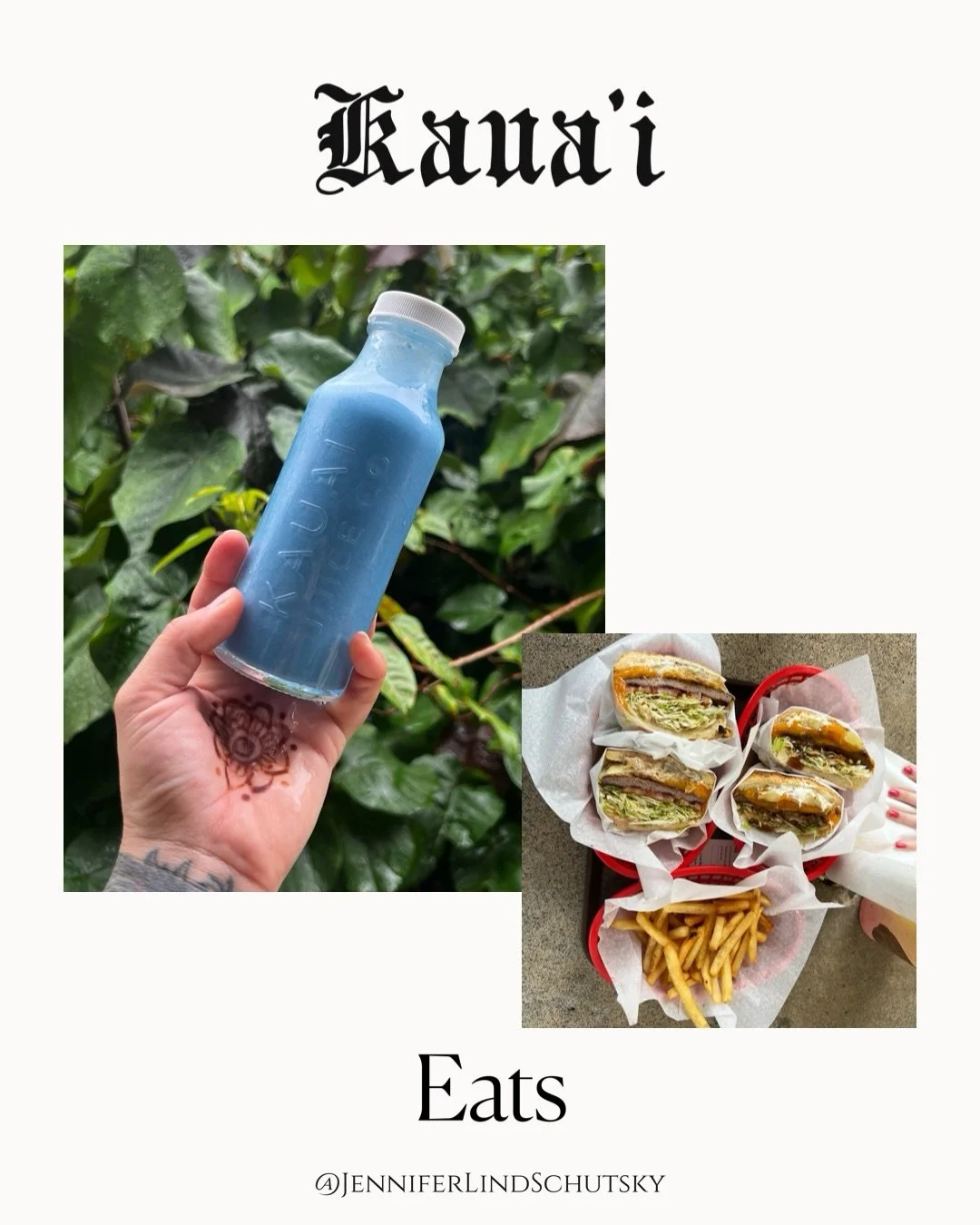 Honestly, when I travel the only thing on my must do list is eat. Here&rsquo;s everywhere we ate in #kauai. 

Save or share with a friend traveling there! 

@kauaijuiceco 
@themusubitruck 
@jojos_shave_ice 
Duane&rsquo;s ono char burger
@chickeninaba
