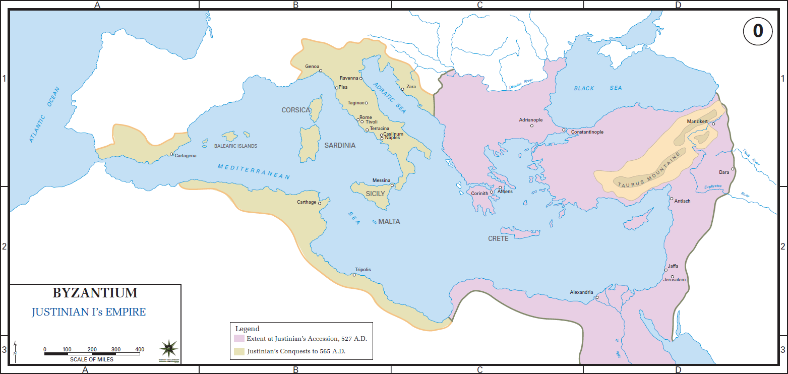 It’s an awful long way from Byzantium (Constantinople on this map) to the empire’s African provinces