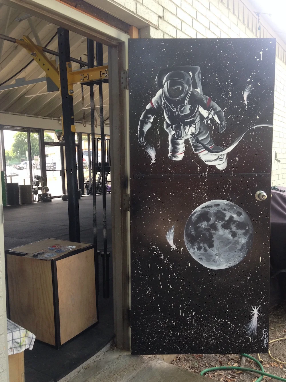 Space Man. Acrylic on Metal Fire Door. Summer 2017