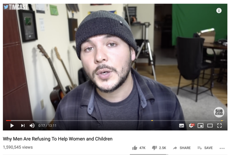 A screenshot from Pools video about “Why Men Are Refusing to Help Women and Children.”