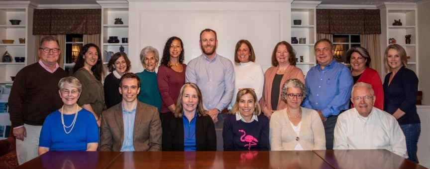 (back row) Welles Hatch – Treasurer, Danae Laura, Leah Levinger, Elaine DiCicco – Secretary, Hanna Bruno, Nick Carter, Deborah Mayerson, Jeanne DeTemple, Paul Ressler, Priscilla Sturges, Julie Hagan (front row) Lucy Miller, Travis Minor – Assistant Chair, Janet Rhodes-Friedman, Bee Loprete – Chair, Devra Feshbach-Meriney, Al Powers – Assistant Treasurer (not in photo: Ken Anderson, Ed Bernard, Dorrie Bean, Molly Eberle, Tom Rutledge and David Gould)