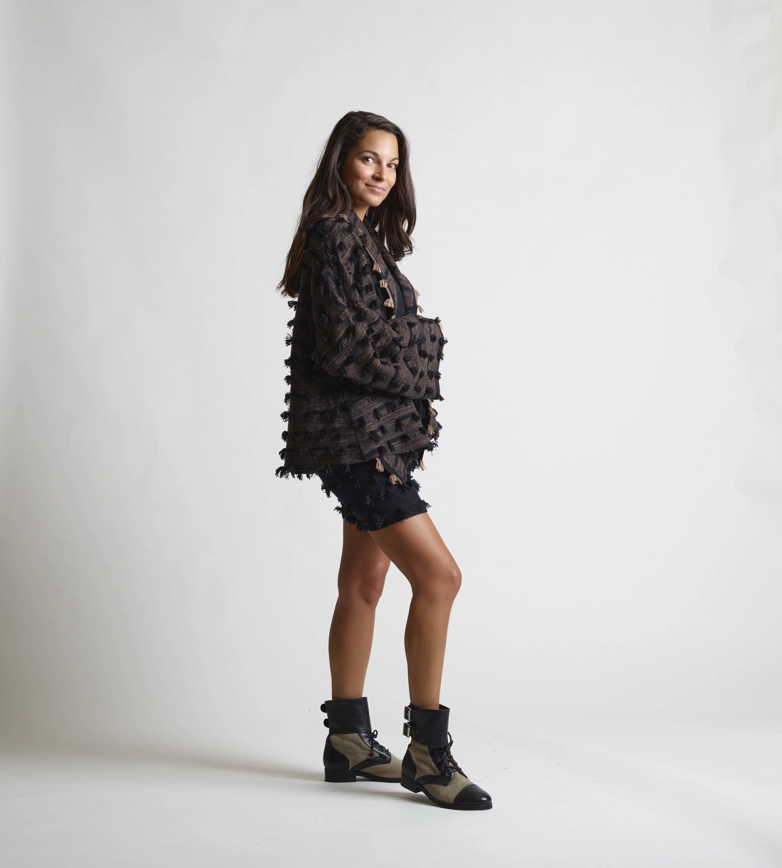 Tufted bronze cashmere jacket