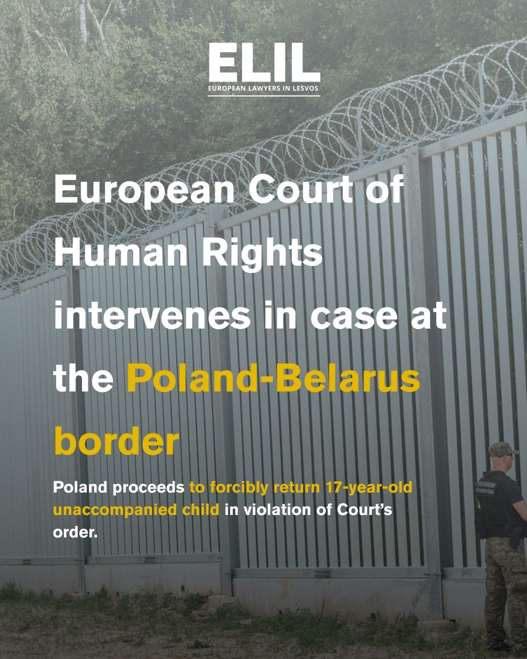 ⚖️ Poland violates an order of the European Court of Human Rights and forcibly returns unaccompanied child to Belarus.
On 8 April 2025, a 17-year-old child was hospitalised in Hajnówka, 25km from the Poland-Belarus border, after spending ten