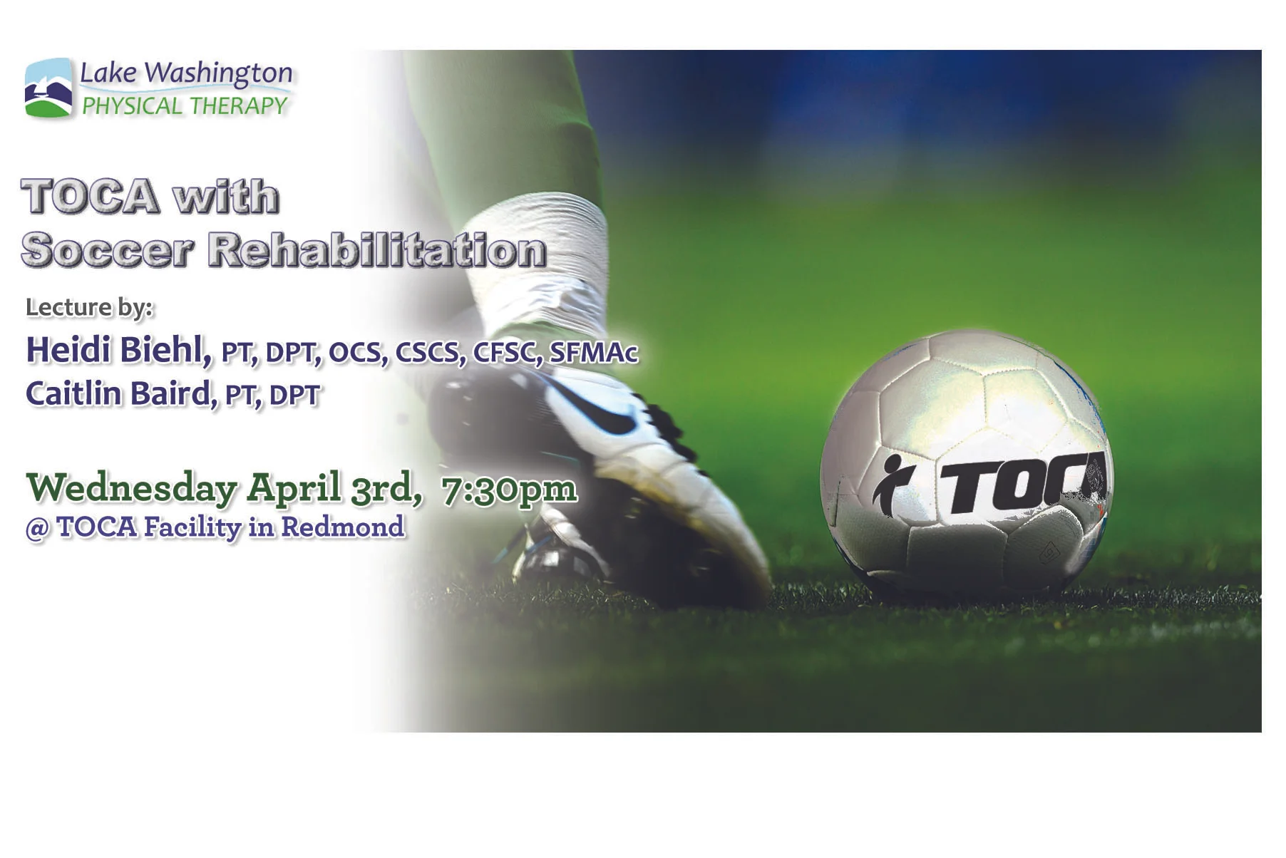 Heidi & Caitlin gave a free lecture on April 3rd at TOCA Soccer Facility in Redmond. You can still watch on FB Live. To find out about the next screening day email Heidi for more details. HeidiBiehl@LakeWashingtonPT.com