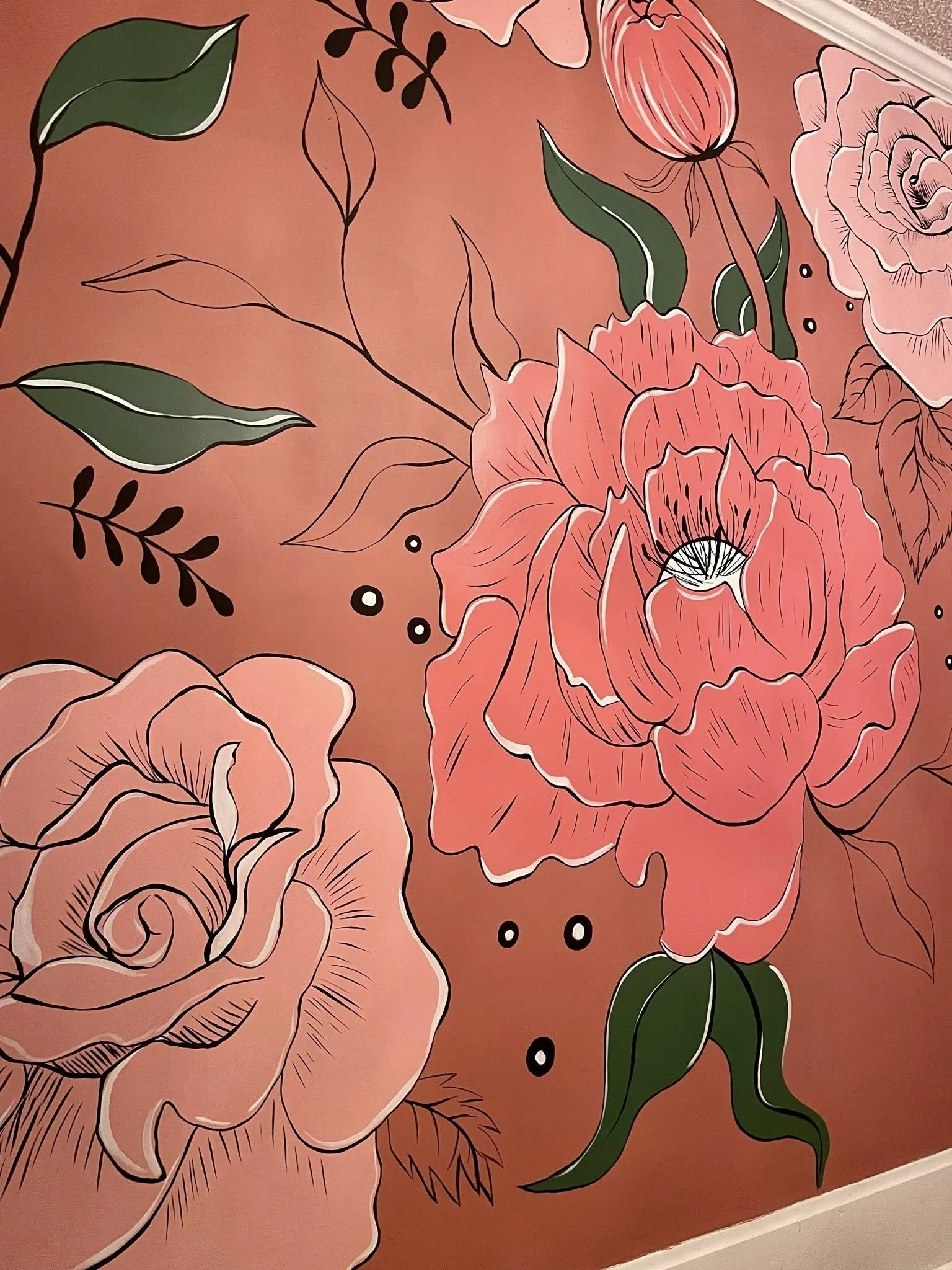 Pink floral residential wall mural