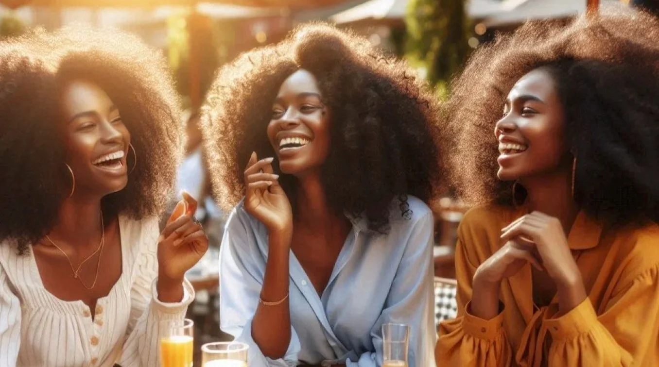 women smiling and talking
