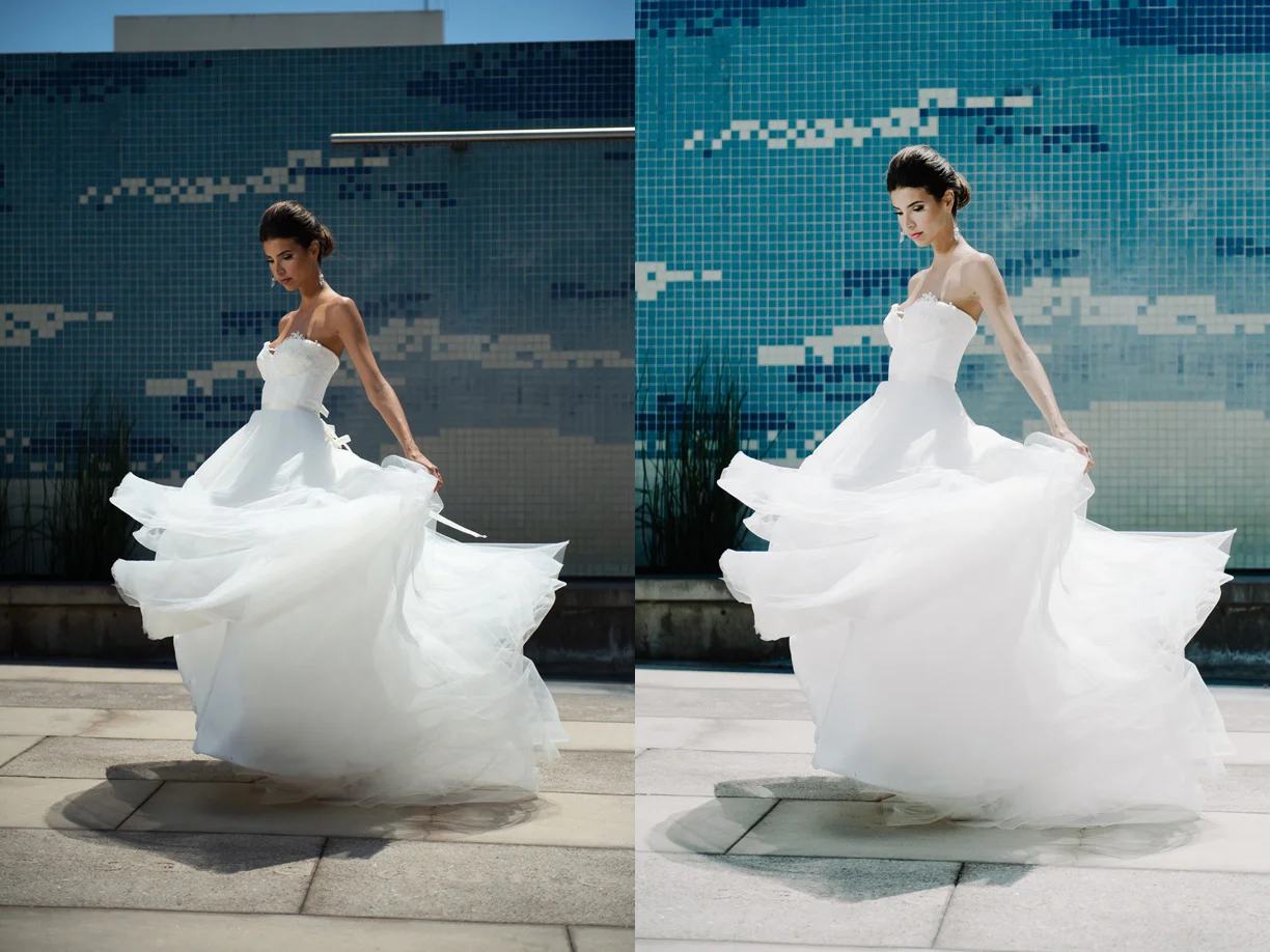 The original, unedited image (left); and the finished image (right).
