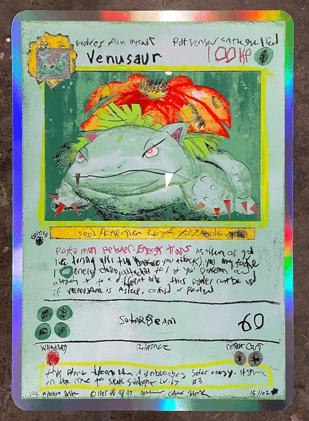 first edition venusaur pokemon card Pokemon Venusaur Card Metal Poster Metal Poster – Anime Town Creations main image 1