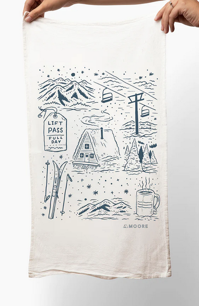 Ski Days Tea Towel