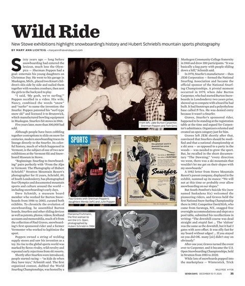 Read all about our NEW EXHIBITS in this week&rsquo;s @sevendaysvt! Thanks for the coverage! Better yet come see for yourself! Museum &amp; Gift Shop open TH-Sun 12-5. $5 donation at the door. #snurfing #snowboarding #mountainphotography #shoplocal