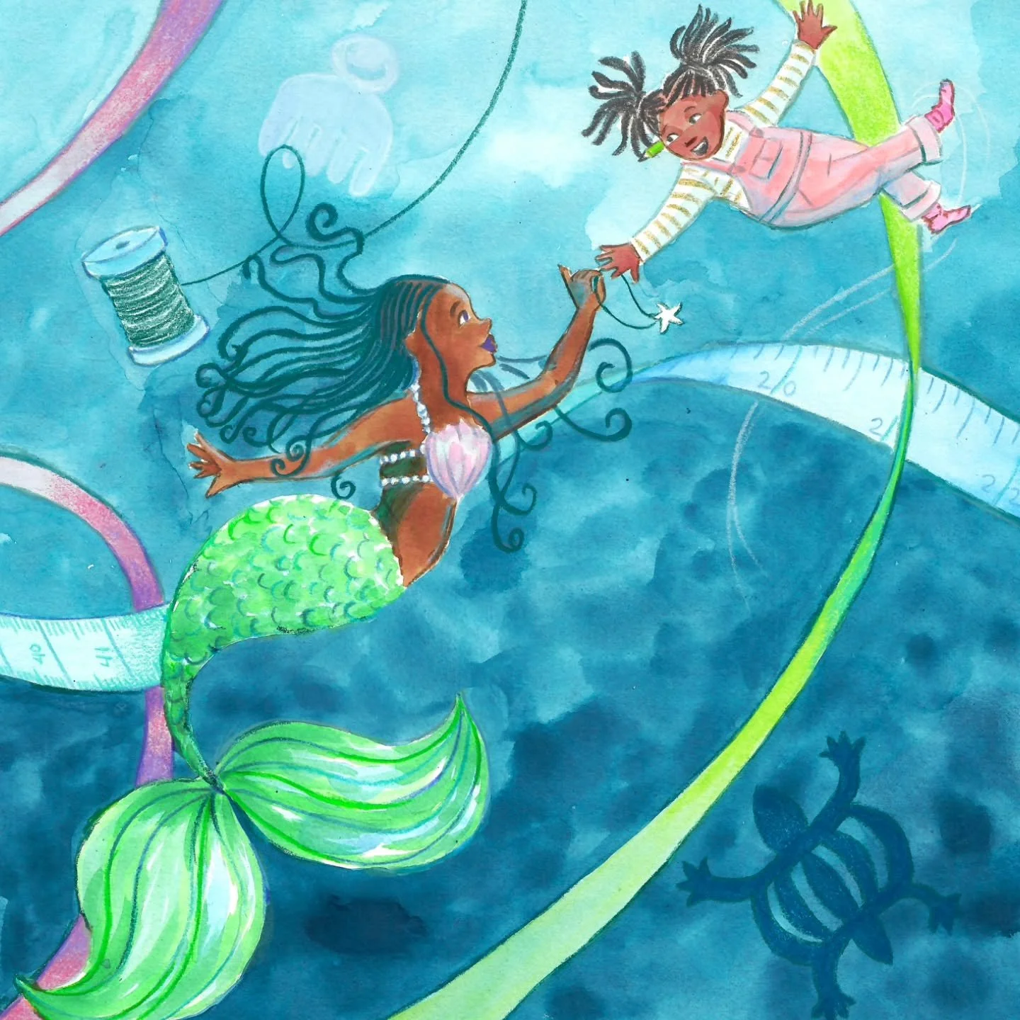 Happy #MerMay! 🎨🖌🧜🏽&zwj;♀️ Here's a sneak peak of one of my spreads from The Stories In You, out with @littlebrownyoungreaders this December. Pre-orders available now. 😉 #TheStoriesInYou