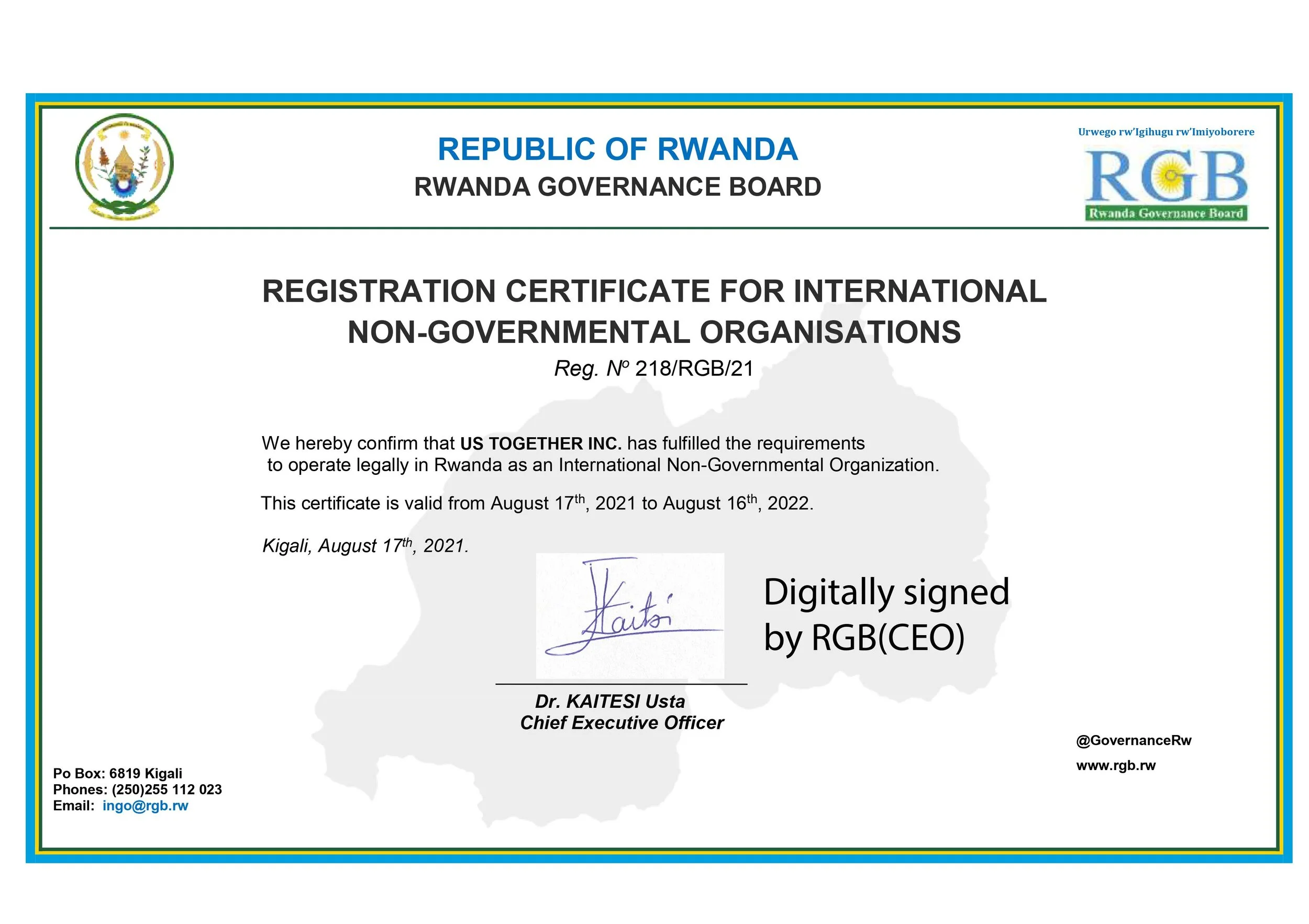 US Together Launches New International Projects in Rwanda
