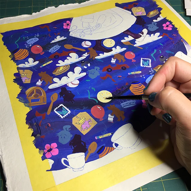 here we are getting closer and closer to filling in all the background shapes with their colours & details…