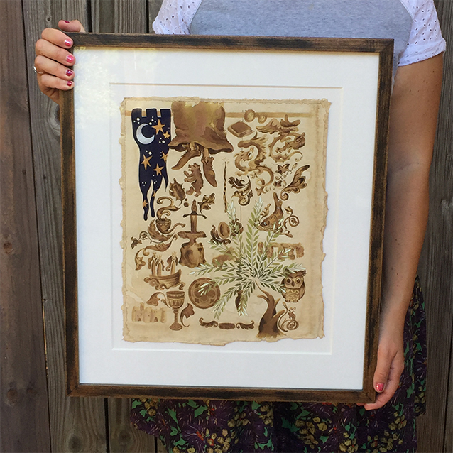 & ta-da! here’s the final painting all framed up in this beautiful walnut frame. isn’t he handsome?! contact me if you're interested in the original seen here!!