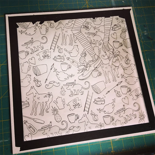 the final background pattern ready to be transferred to illustration board.