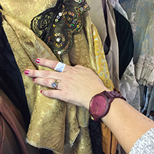 me (& my lovely new JORD watch !) browsing today at costume curio — YES, i found my storybook costume for opening nite of step into story !! who shall you be?!