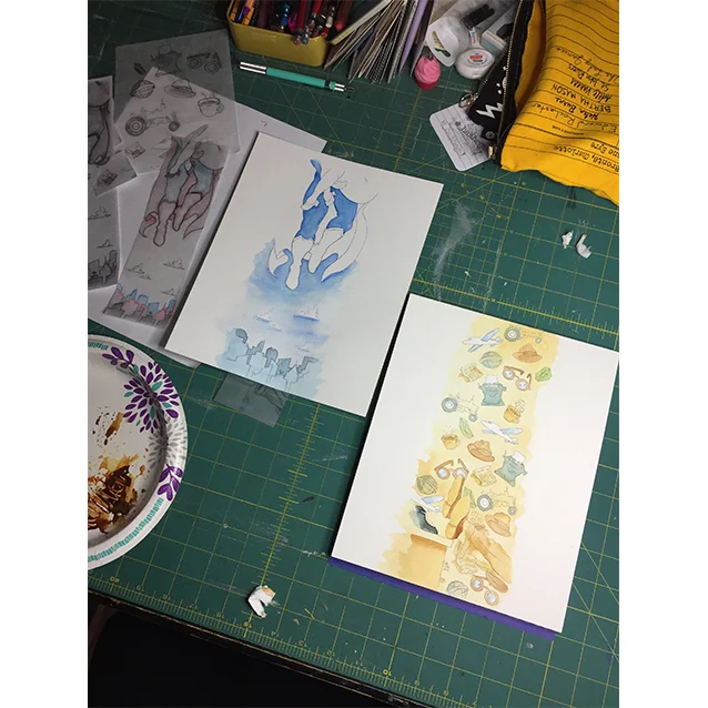i worked both sides simultaneously— slowly building values and subtle colours.