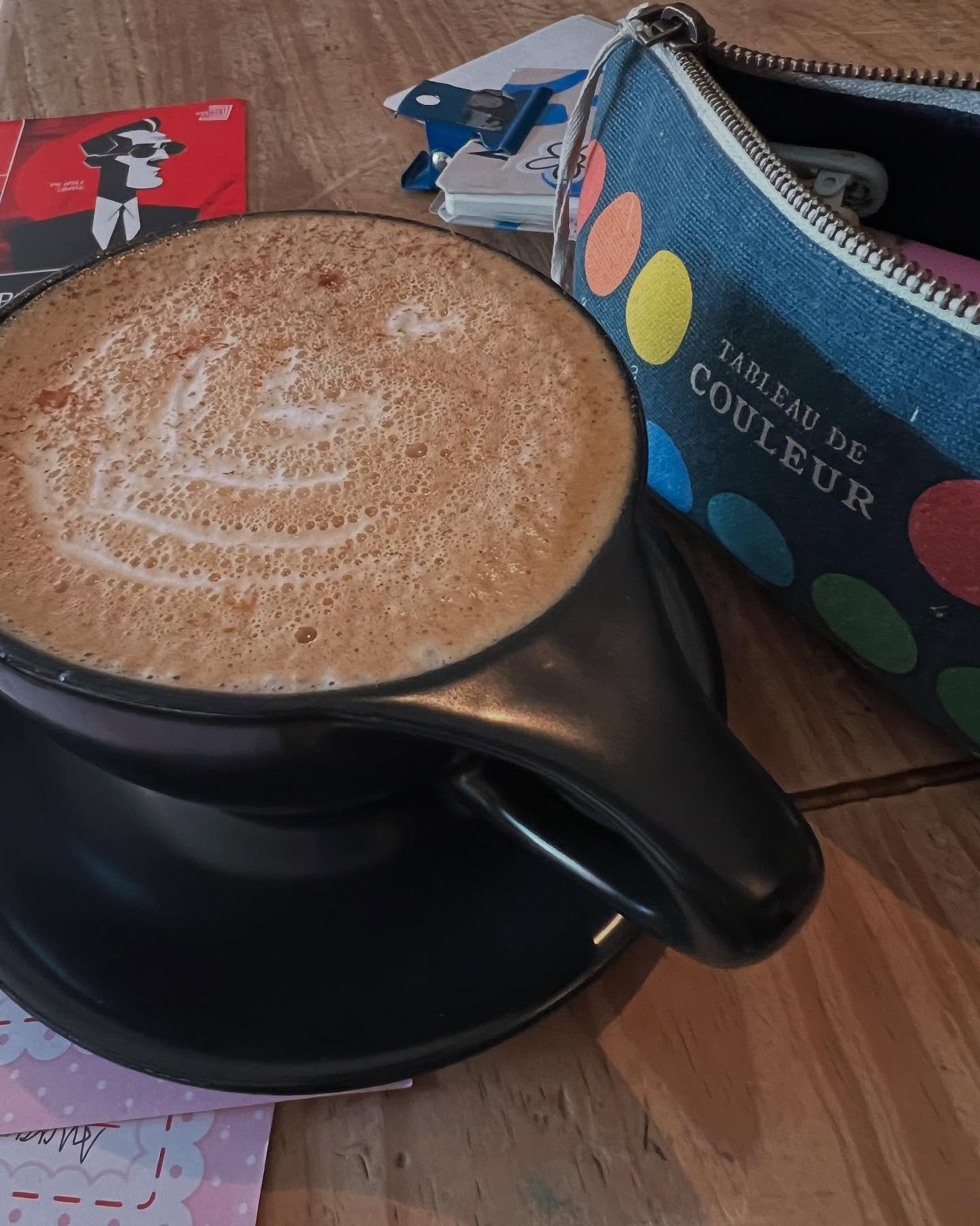 ✨☕️ this was tuesday&rsquo;s chai. now it&rsquo;s saturday night &amp; i&rsquo;m on the couch with chocolate*covered espresso beans addressing crayon box happy mail&hellip;! ☕️✨
💌
lotsa beautiful studio messes this week (&amp; one very happy author 