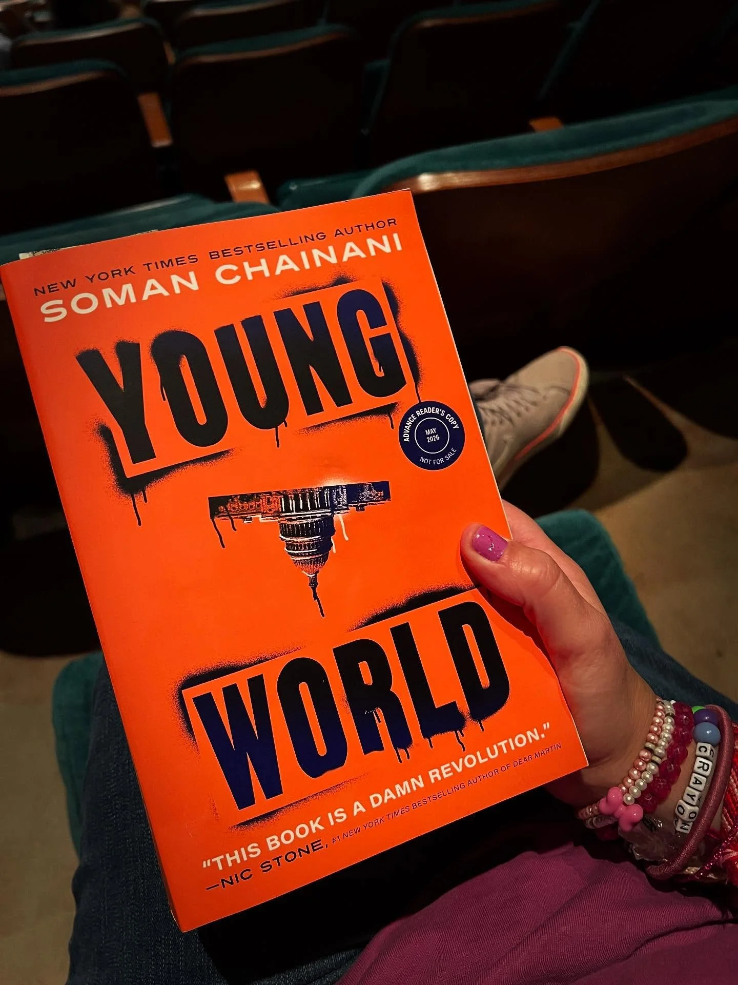 ✨🧡 little did she know that when she wore these shoes she was prophesying. 💖✨
😎
YOUNG WORLD, @somanc &lsquo;s YA debut, comes out next may&mdash; and i got an early copy last weekend @yallfest !!
❤️&zwj;🔥
in the book, not only is YOUTH REVOLTING 