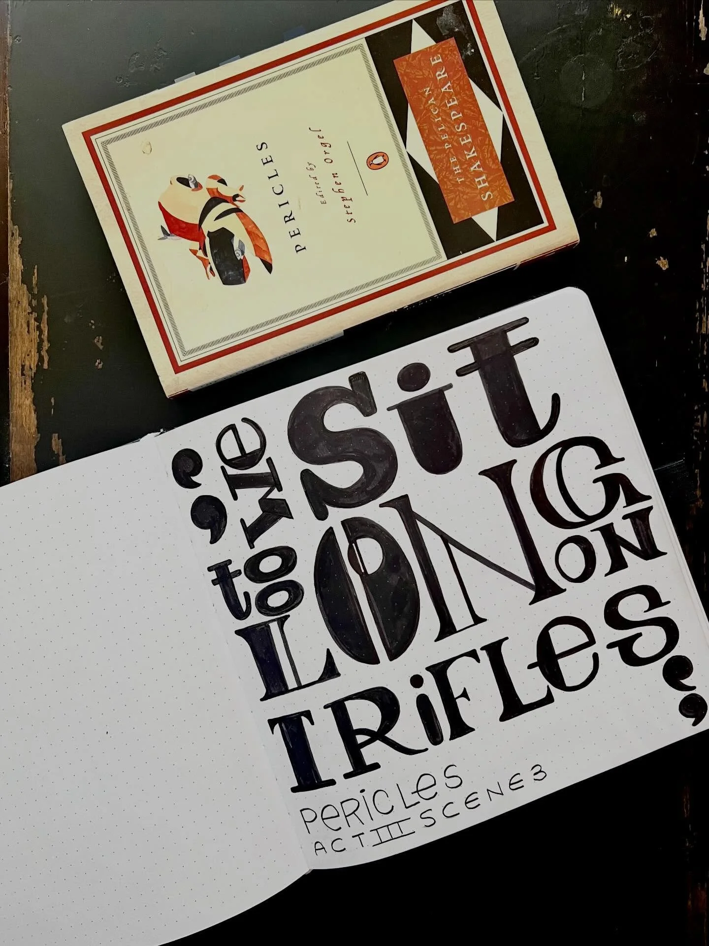 ✨🎭 &ldquo;we sit too long on trifles 
and waste the time which looks for other revels.&rdquo;
~ king, act II, scene 3, pericles prince of tyre 🎭✨
✒️
pericles wasn&rsquo;t in the first folio (first collection of shakespeare&rsquo;s works). perhaps b