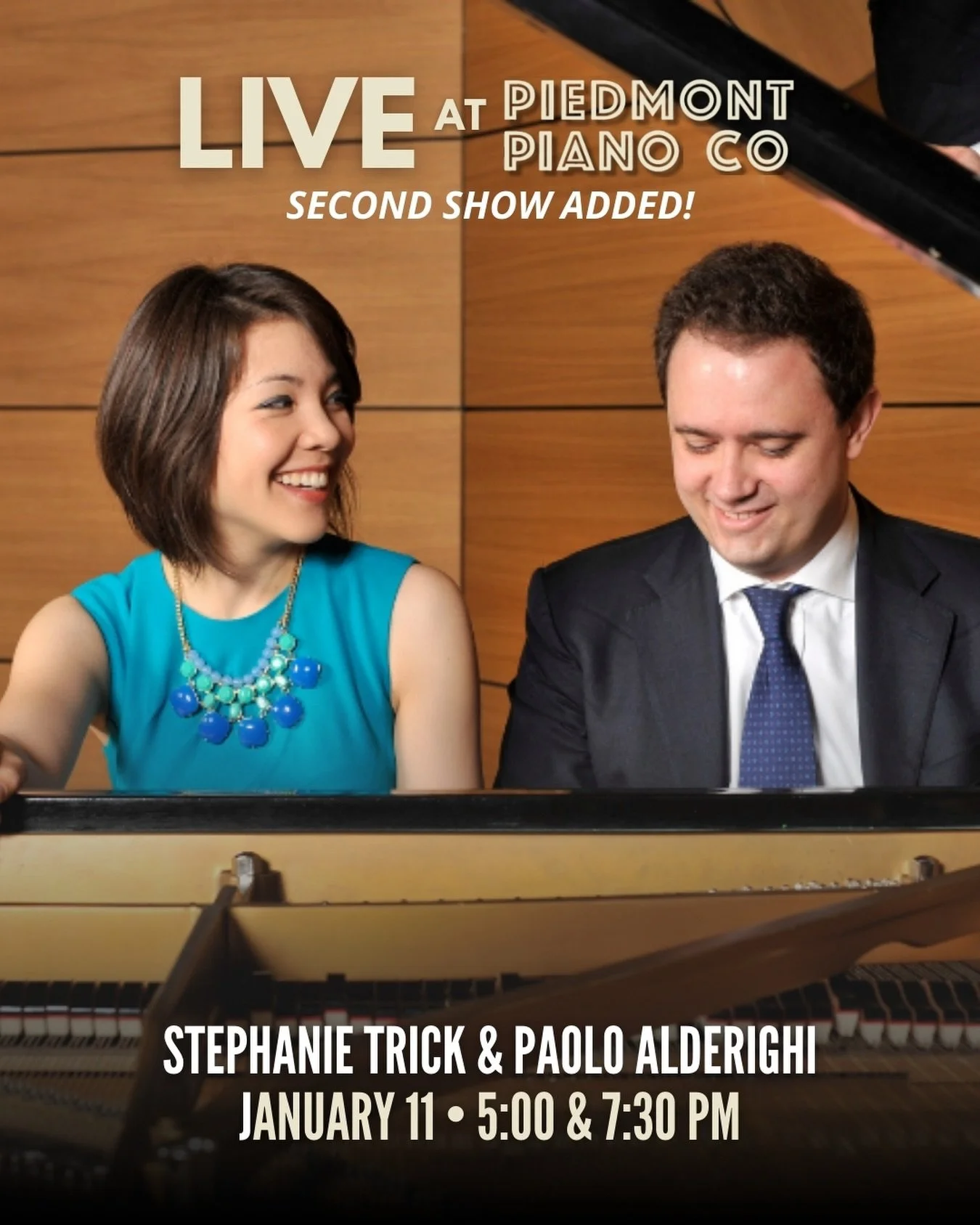 🎹 Stephanie Trick &amp; Paolo Alderighi &mdash; Second Show Added!
Sunday, January 11, 2026 | 5:00 PM &amp; 7:30 PM
Broadway and Hollywood on Two Pianos 

The musical theater of Broadway has historically been one of the important birthplaces of popu