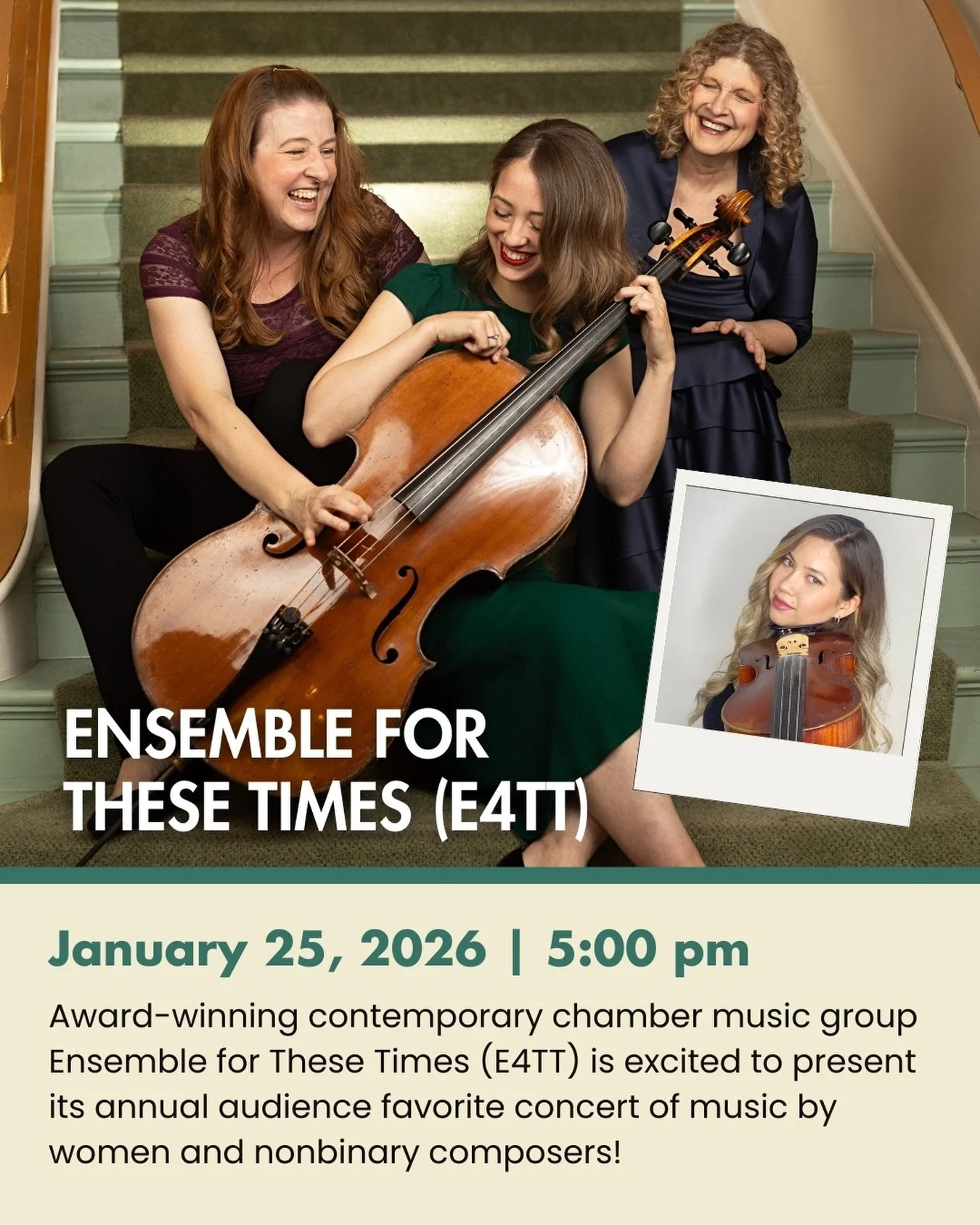 TONIGHT 🎶 Ensemble for These Times (E4TT) ⁠
After Sleepwalking: Music by Women and Nonbinary Composers ⁠
Live at Piedmont Piano | January 25, 2026⁠
⁠

📺 Tonight&rsquo;s show will be livestreamed!

Award-winning contemporary chamber music group Ense