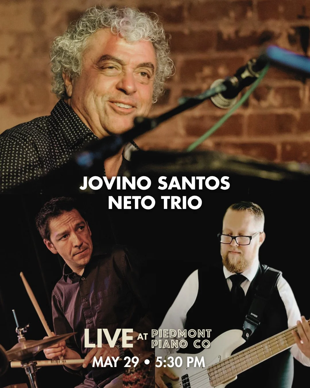 Live at Piedmont Piano 🎶 Jovino Santos Neto Trio⁠
Friday, May 29, 2026 | 5:30 PM&ndash;7:00 PM⁠
⁠
Pianist Jovino Santos Neto's Brazilian Jazz includes near-telepathic musical interactions, modern harmonic journeys, deep lyricism, and high-energy Bra